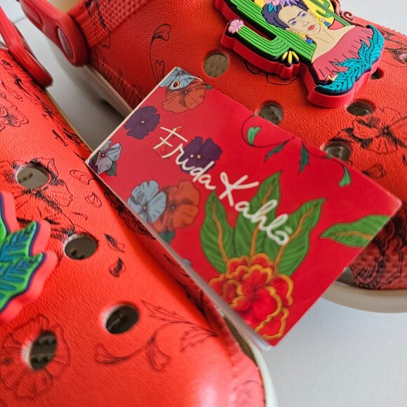 Frida Kahlo Classic Clog Crocs Mens M11 Floral Design Red Green main image 5